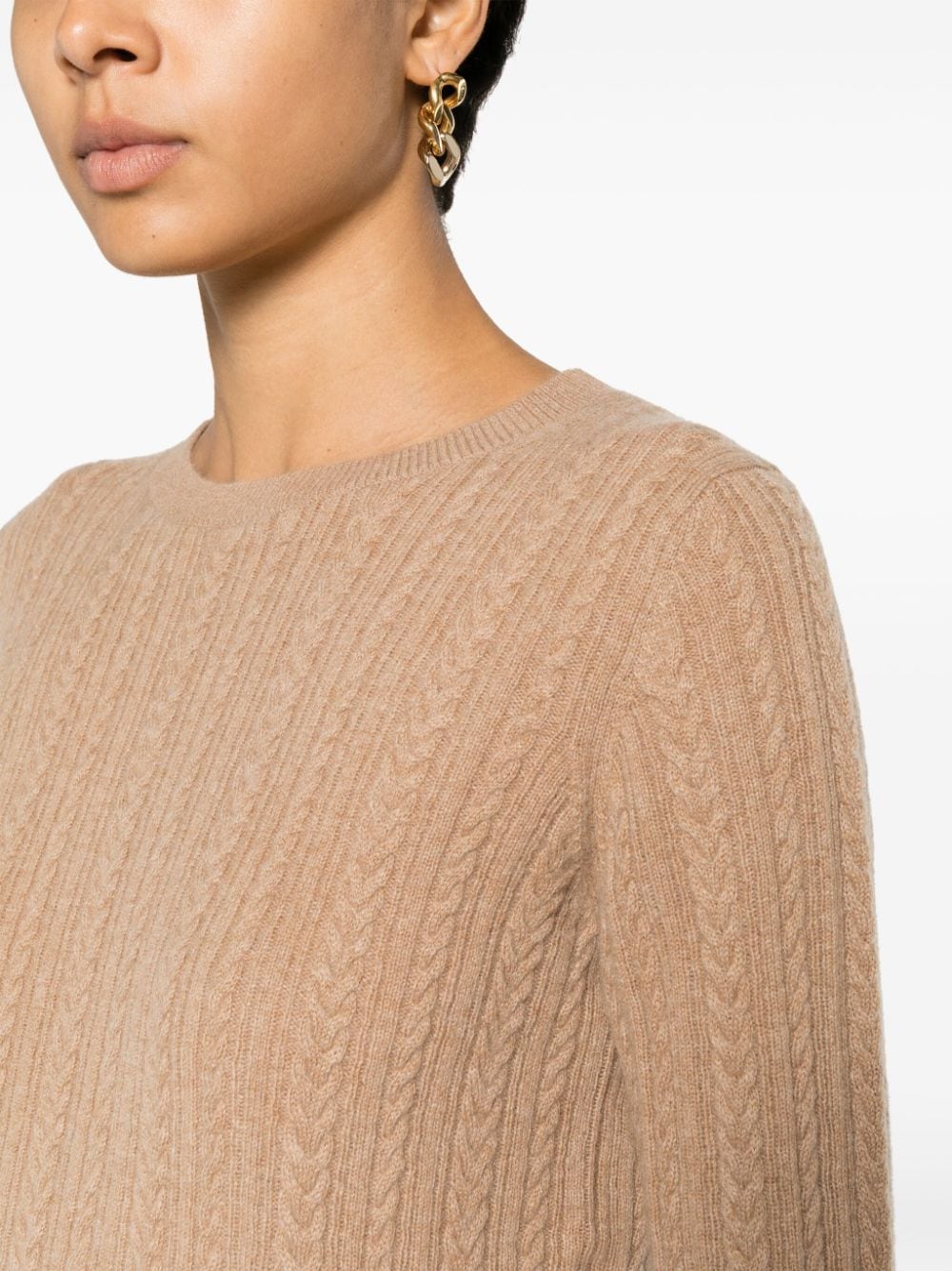 Shop Aspesi Cable-knit Cashmere Jumper In Brown