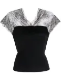 Maje lace-trim jersey top - Black