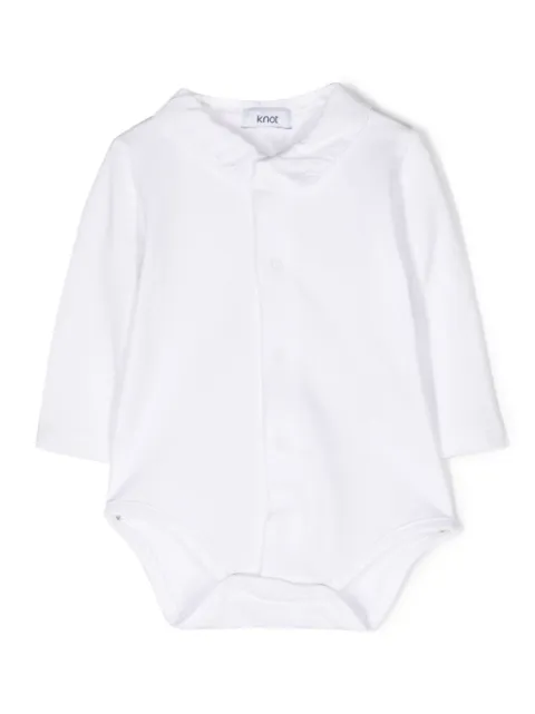 Knot micro-dot embroidered jersey bodysuit