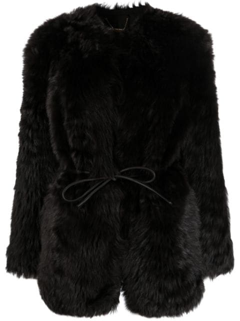 ZIMMERMANN tie-waist shearling jacket