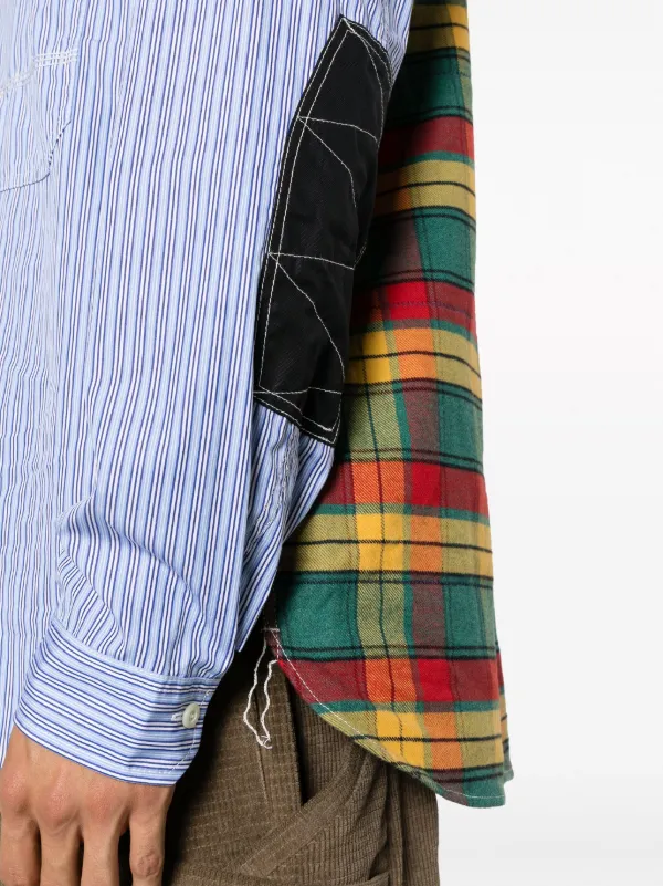 Junya Watanabe MAN Panelled Cotton Shirt | Blue | FARFETCH JO