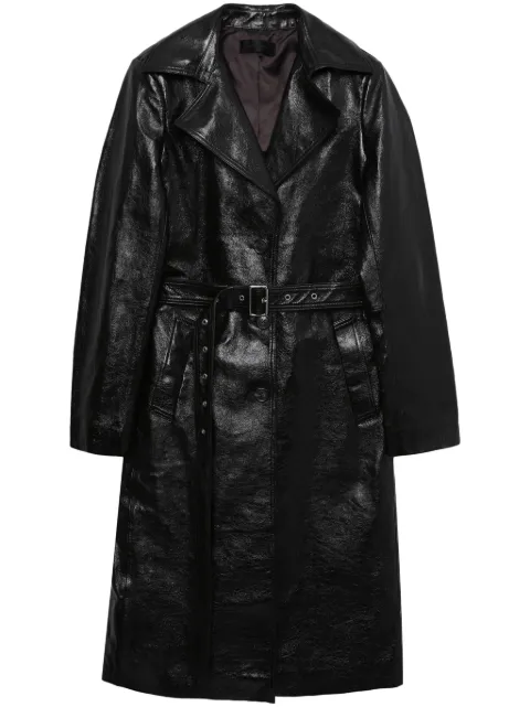 Helmut Lang notched-lapels leather coat 