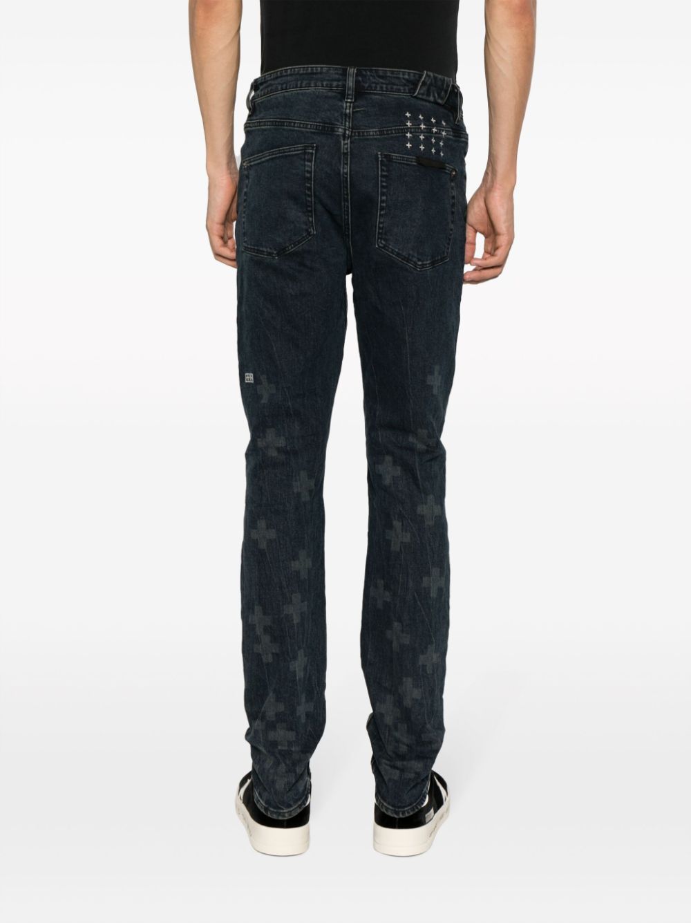 Shop Ksubi Logo-print Slim-fit Jeans In Blue