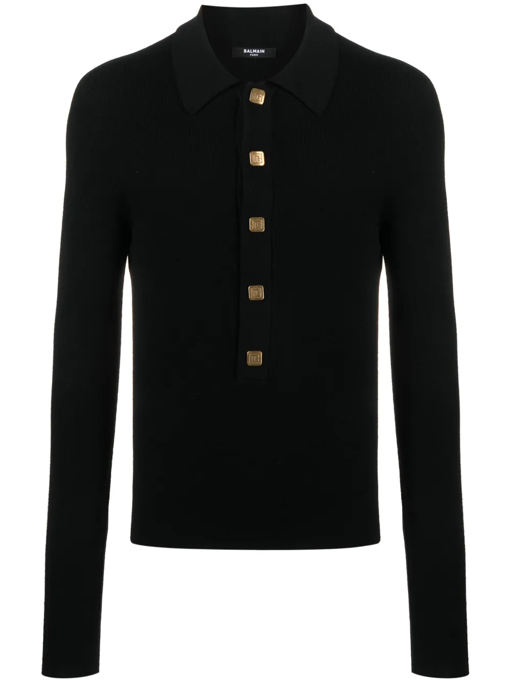 Balmain engraved-buttons merino wool jumper Zwart