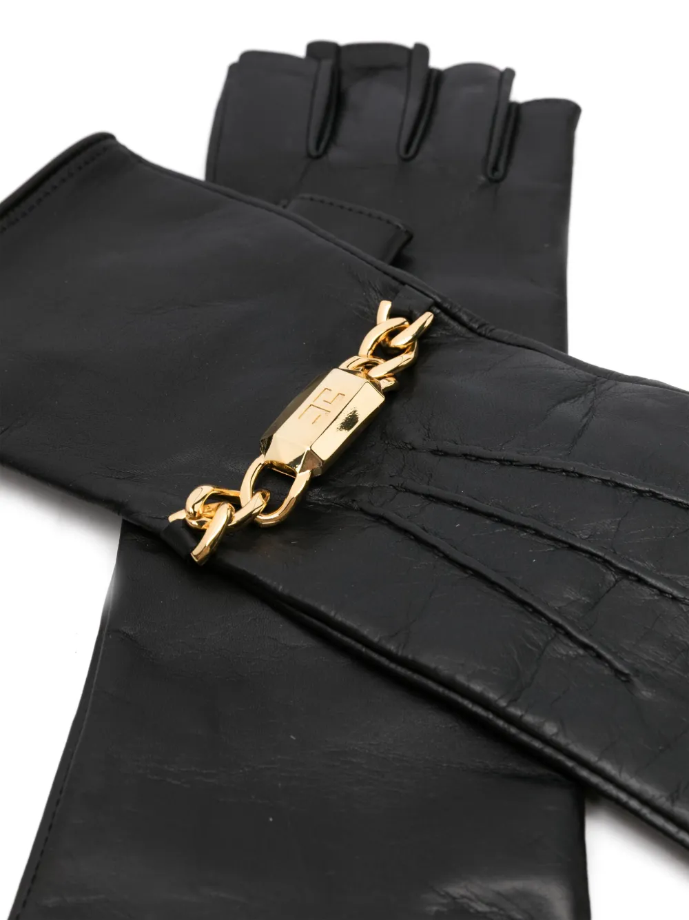 Elisabetta Franchi logo-engraved fingerless gloves - Zwart