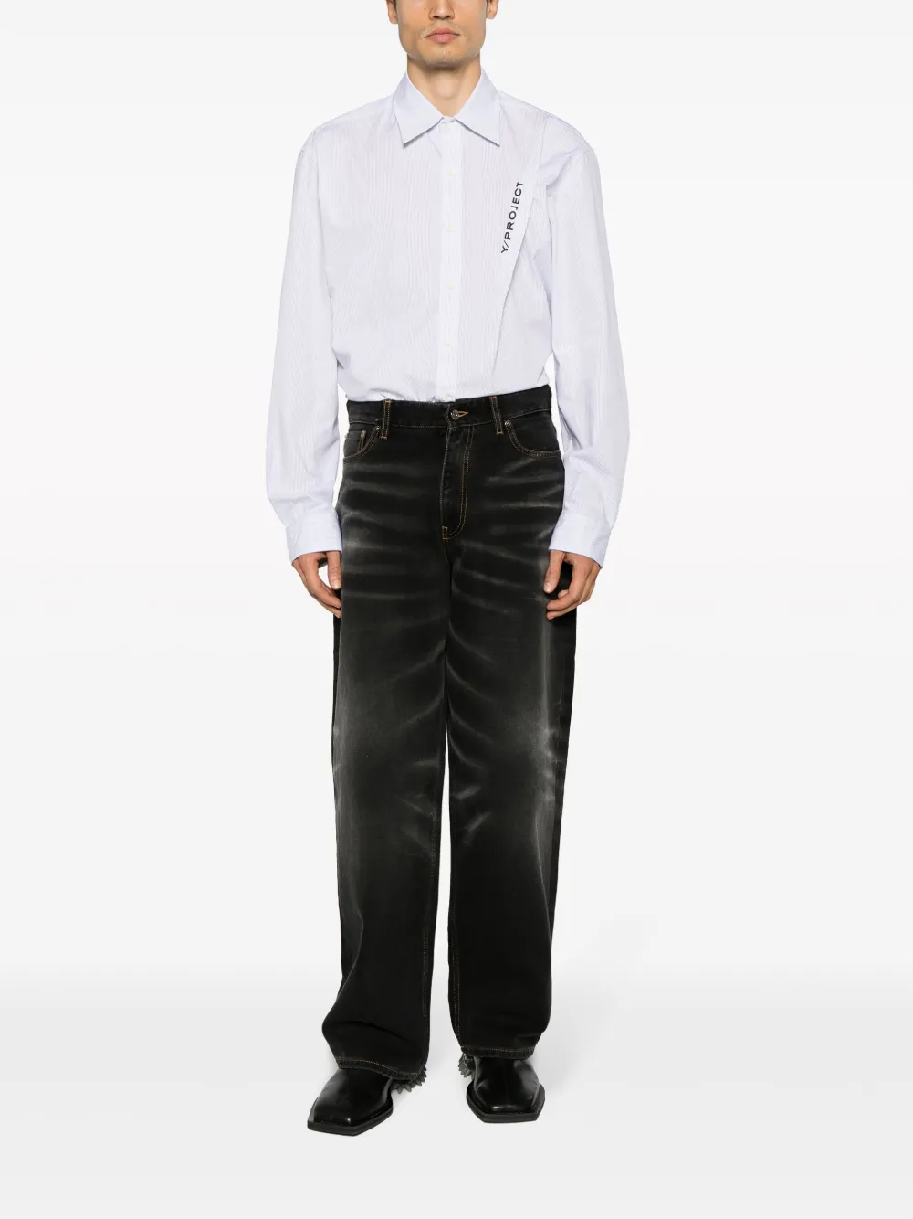 Y/Project washed-effect wide-leg jeans - Zwart