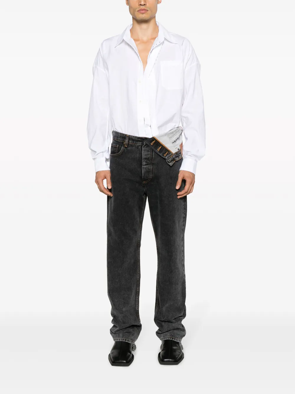 Y/Project Jeans met asymmetrische taille - Zwart