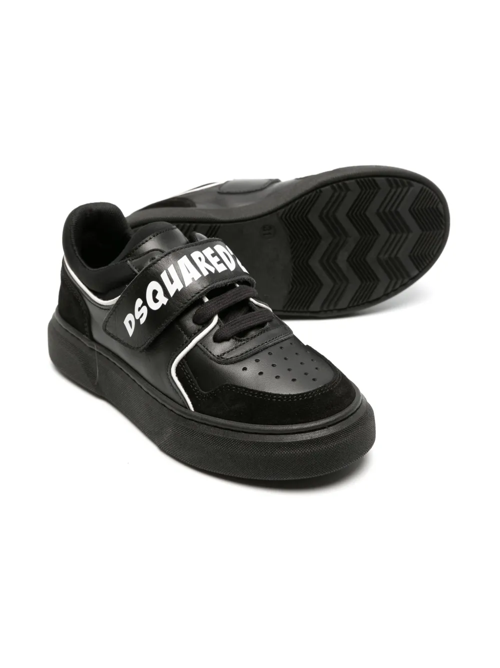 Shop Dsquared2 Logo-print Leather Sneakers In Black