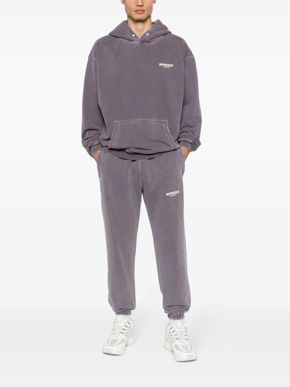 Represent logo-print cotton track pants - Paars