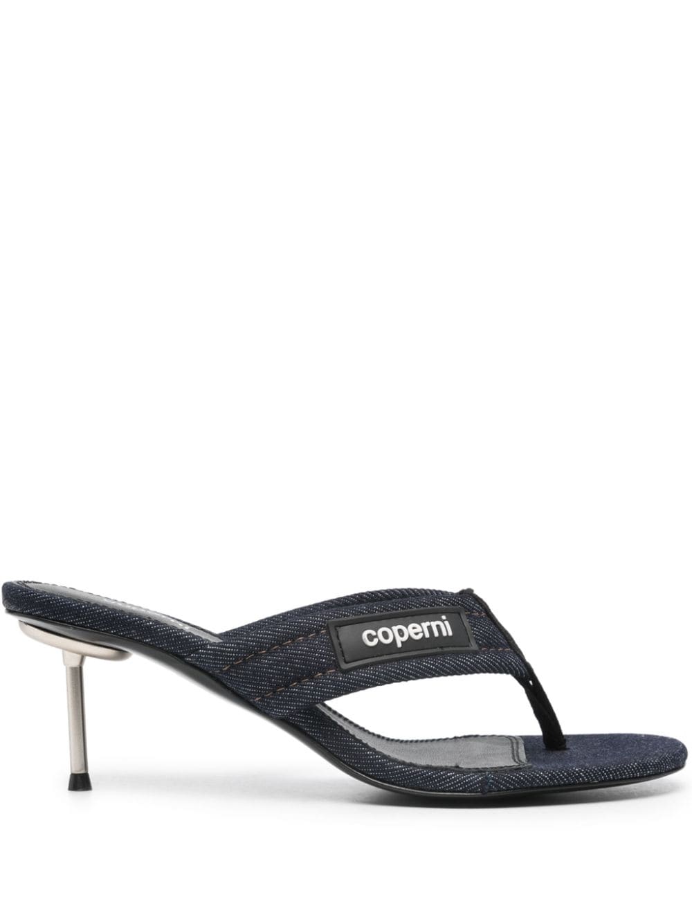Coperni Logo-patch 70mm Denim Sandals In Blue