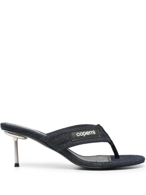 Coperni logo-patch 70mm denim sandals Women