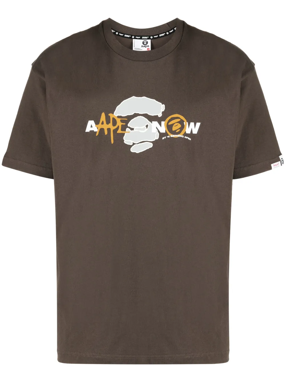 AAPE BY *A BATHING APE Katoenen T-shirt met logoprint Bruin