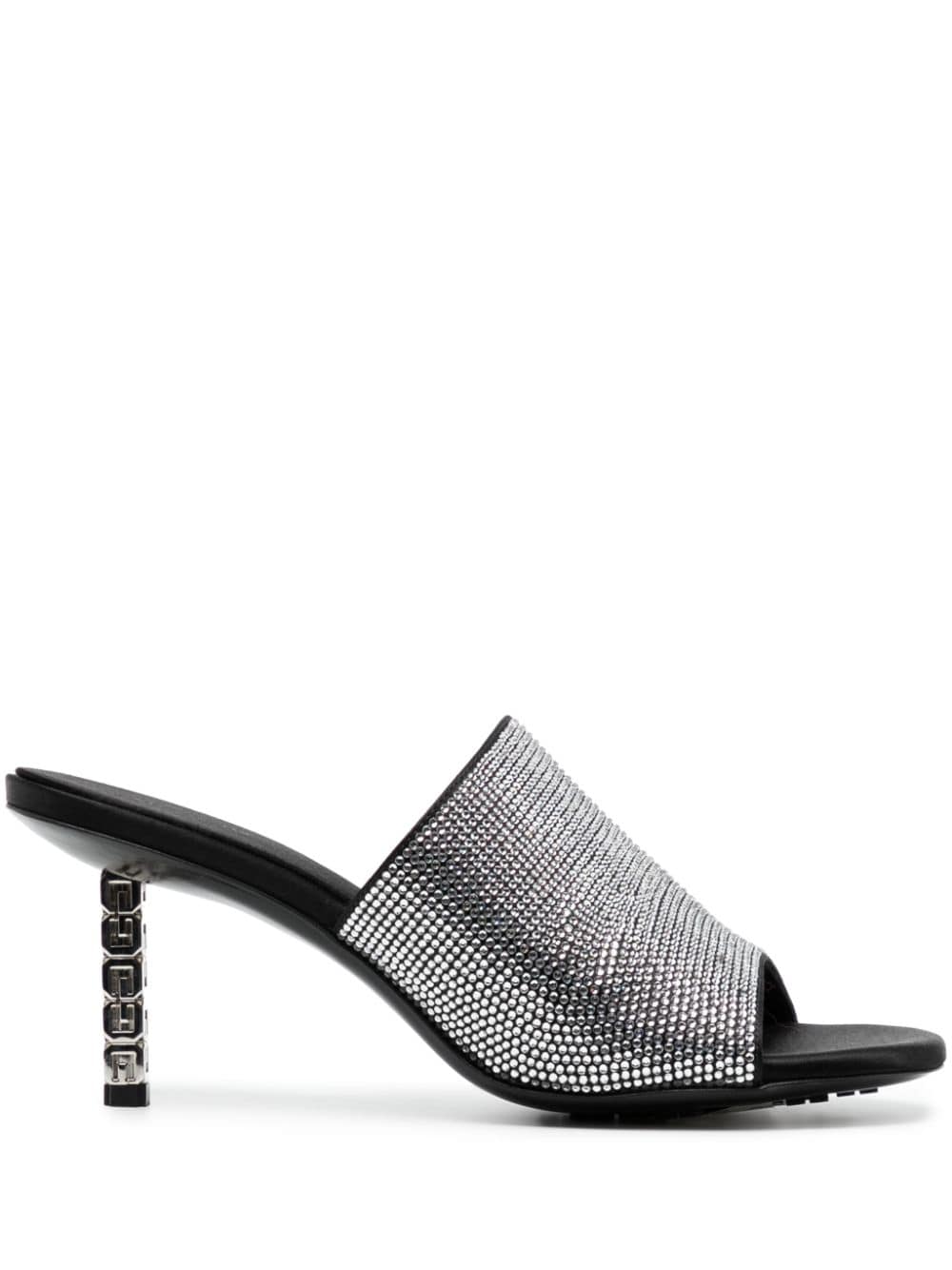 Shop Givenchy G Cube 70mm Rhinestone-embellished Mules In Silver
