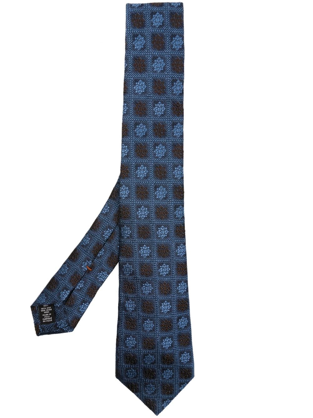 Zegna Geometric-pattern Silk Tie In Blue