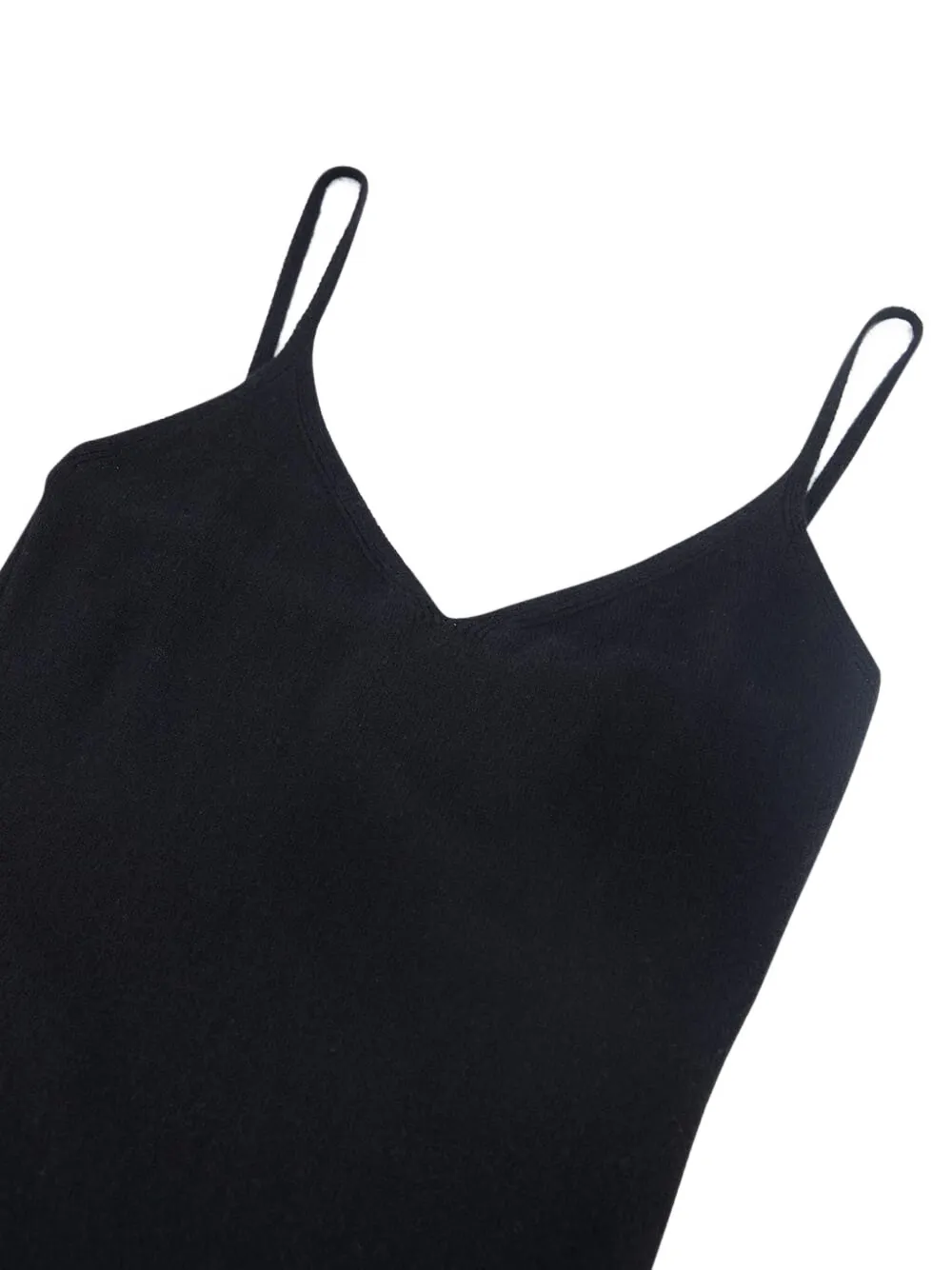 Paula Kali Spaghetti-strap Ribbed Top In Black