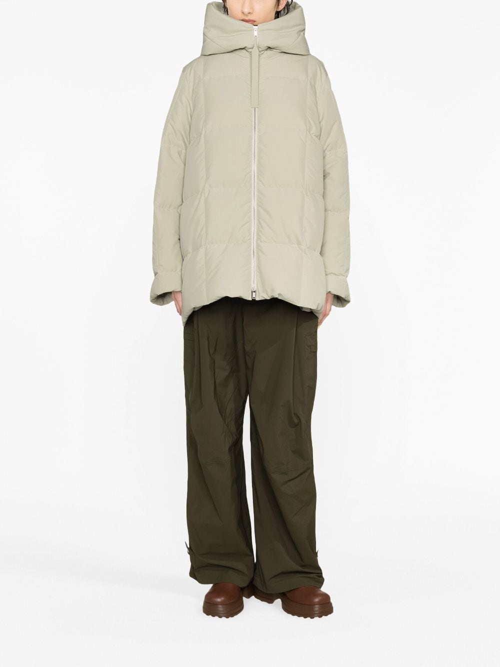 Jil Sander hooded quilted down jacket - Groen