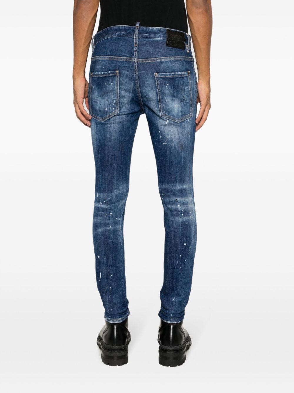 Shop Dsquared2 Distressed Low-rise Skinny Jeans In Blue