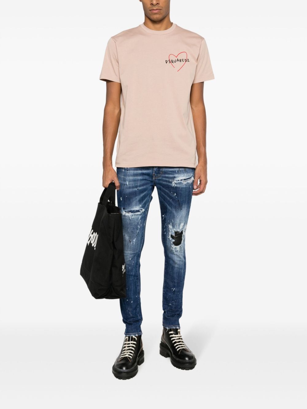 Shop Dsquared2 Distressed Low-rise Skinny Jeans In Blue