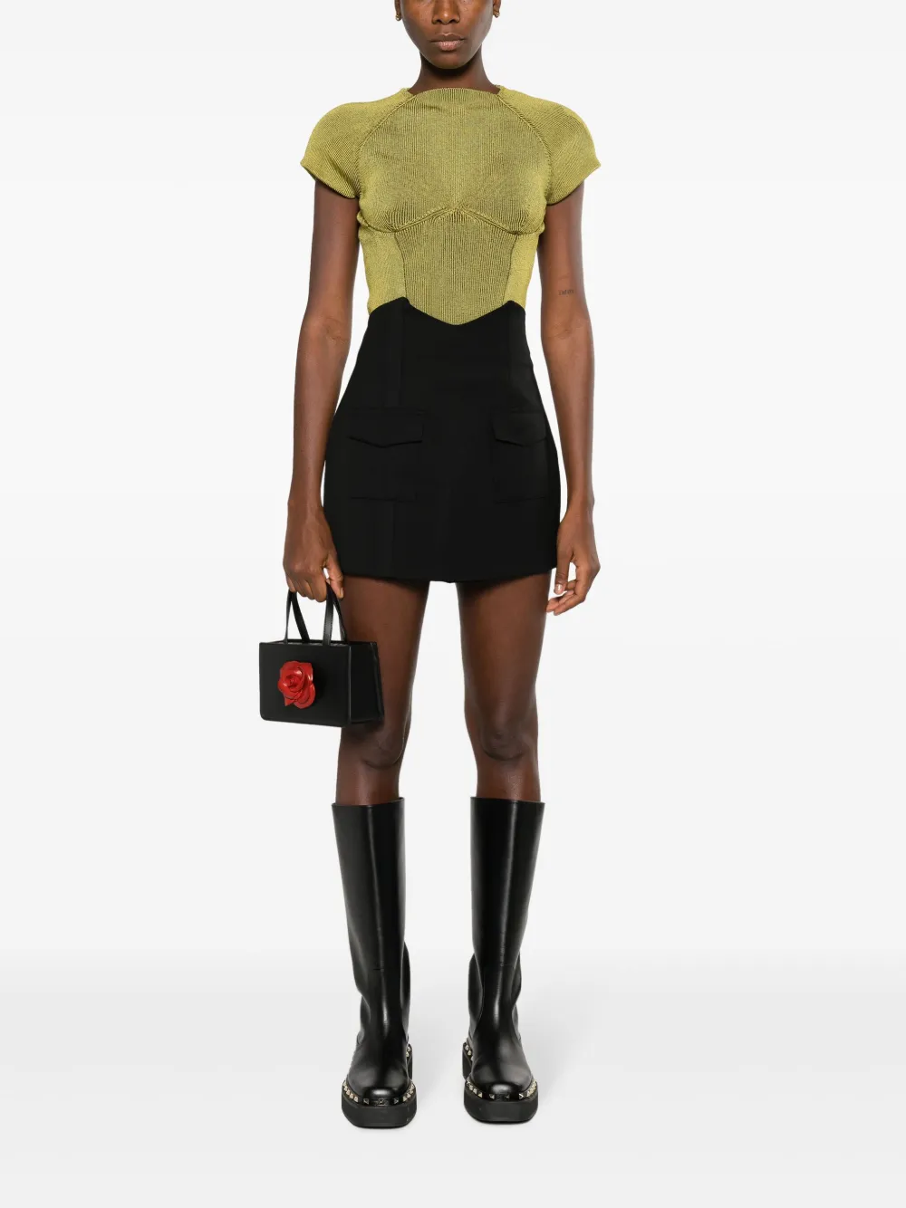 Federica Tosi notched high-waisted miniskirt - Zwart