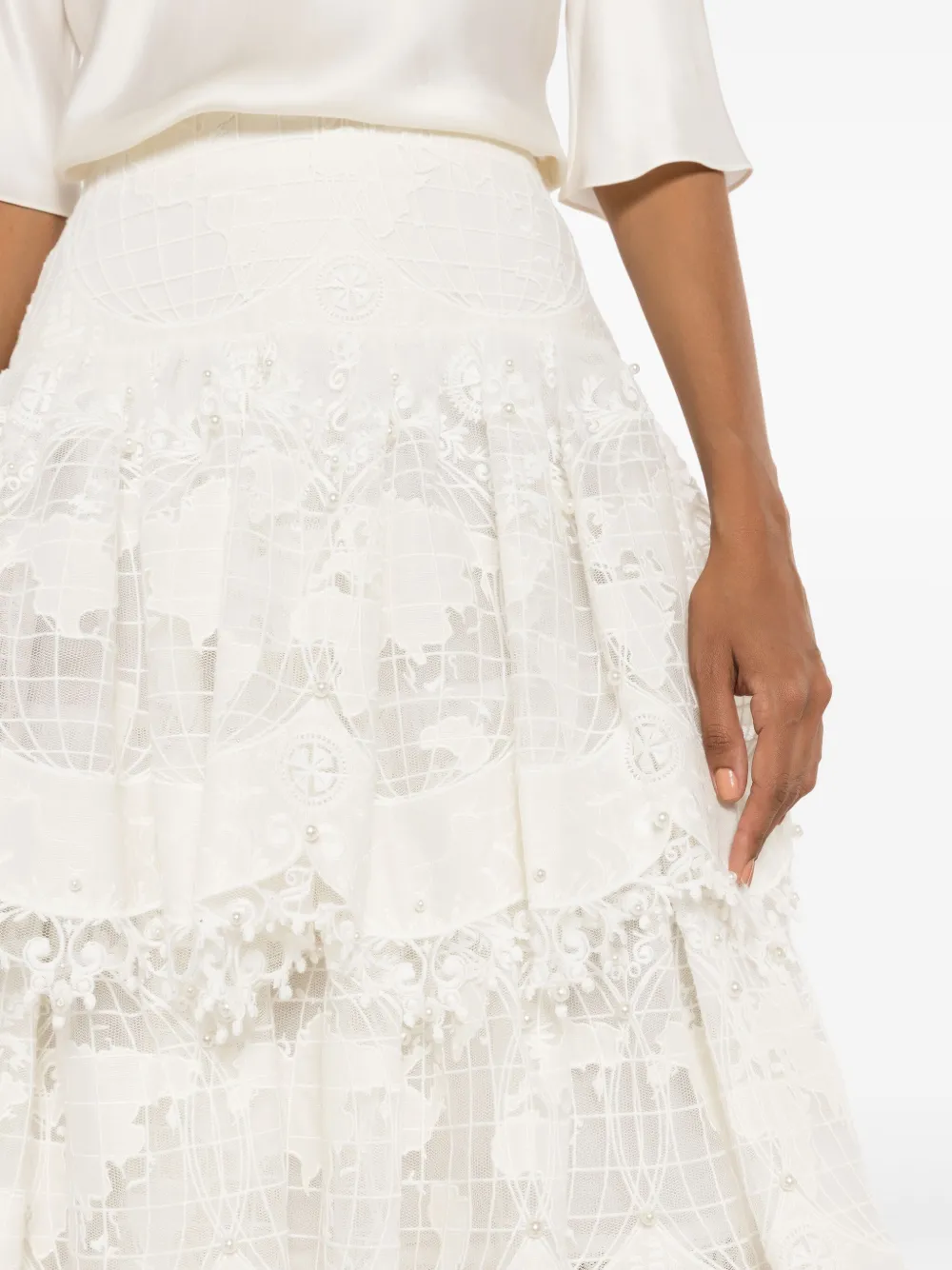 Zimmermann Lace-detailing High-waist Skirt In Multi