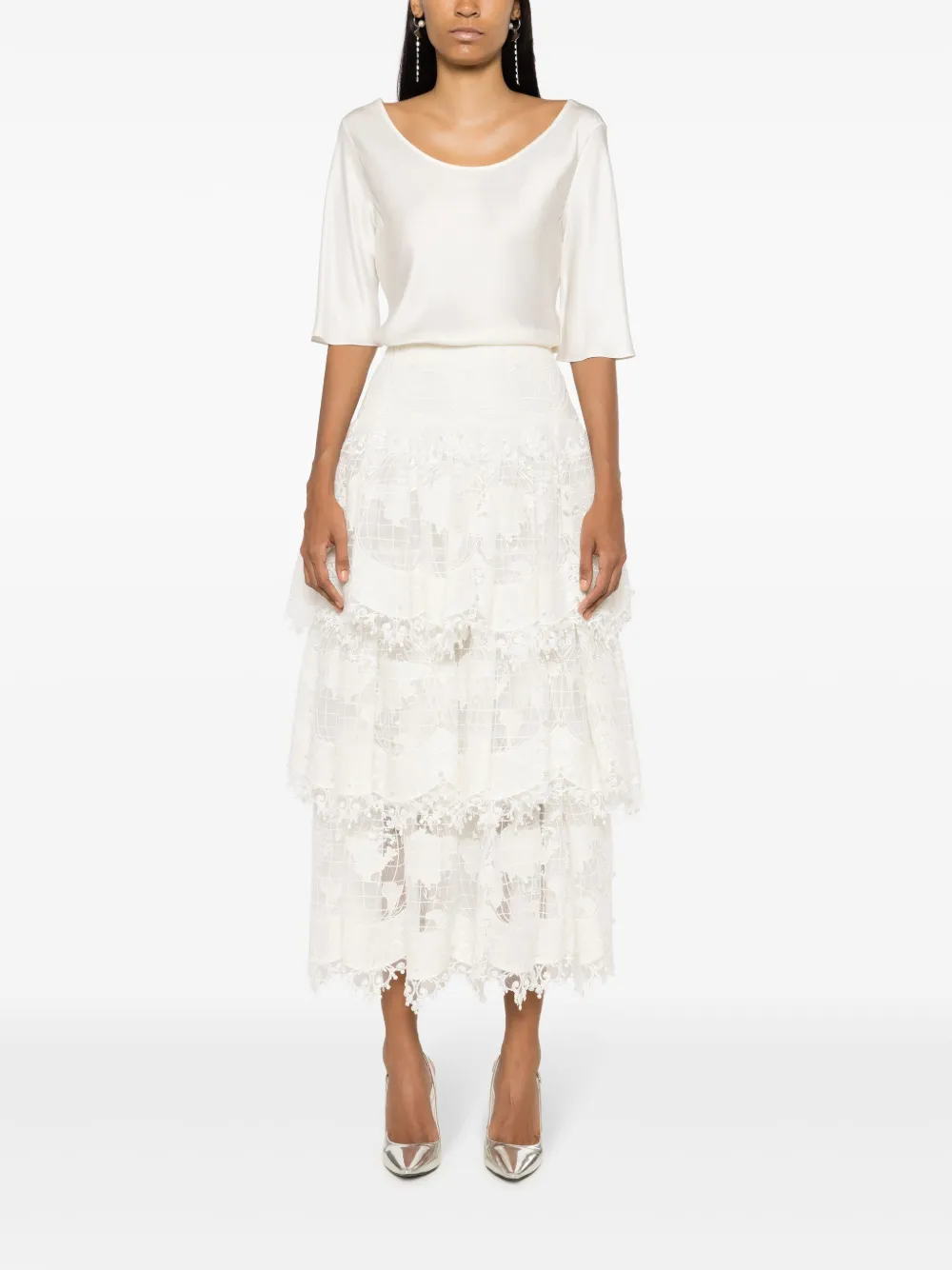 Zimmermann Lace-detailing High-waist Skirt In Multi
