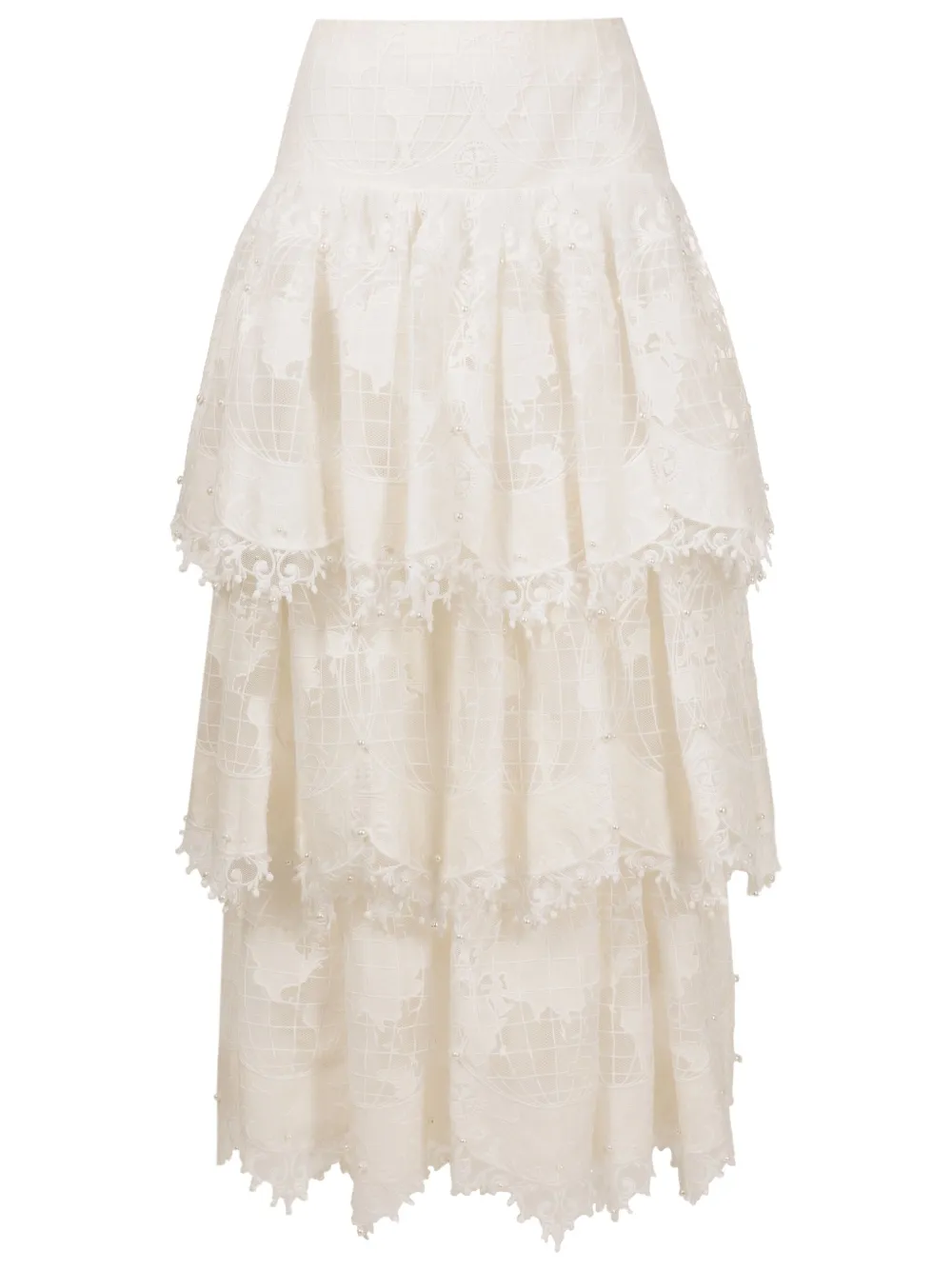 Zimmermann Lace-detailing High-waist Skirt In Multi