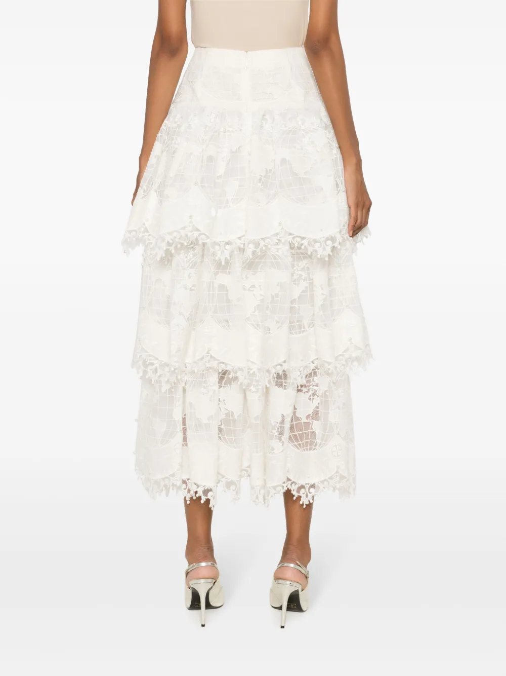 Zimmermann Lace-detailing High-waist Skirt In Multi