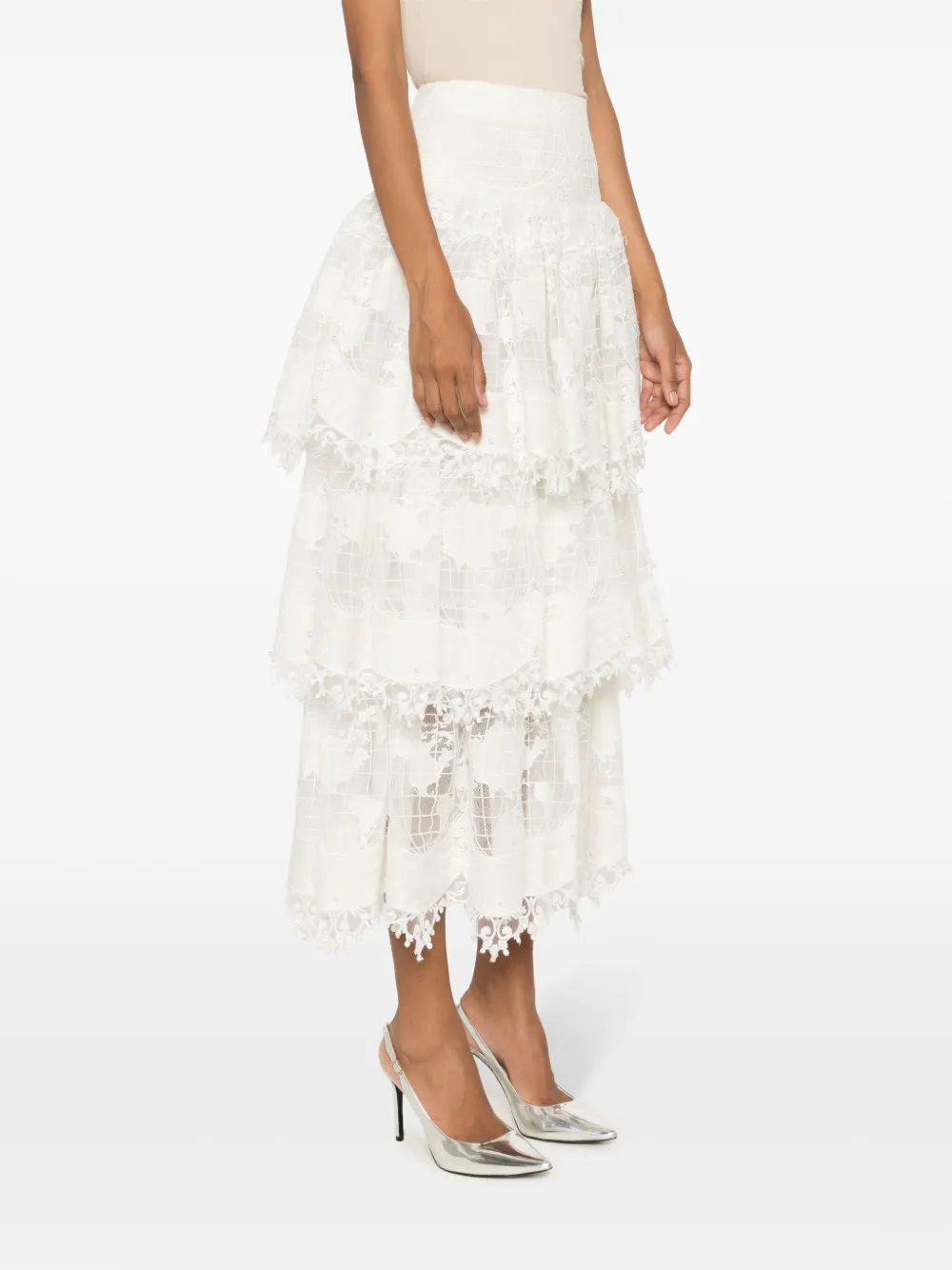 Zimmermann Lace-detailing High-waist Skirt In Multi