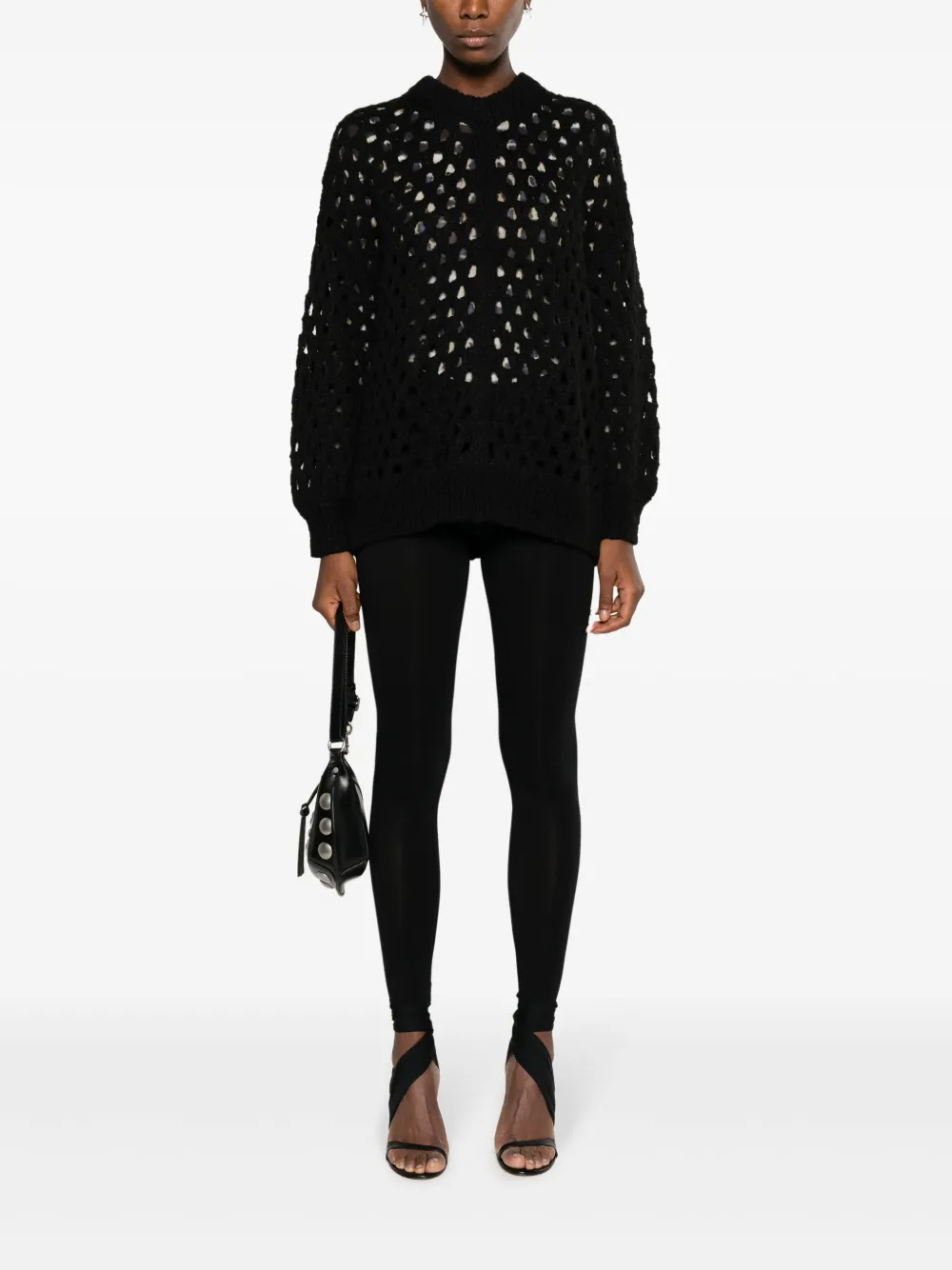 ISABEL MARANT Tane open-knit wool-blend jumper - Zwart