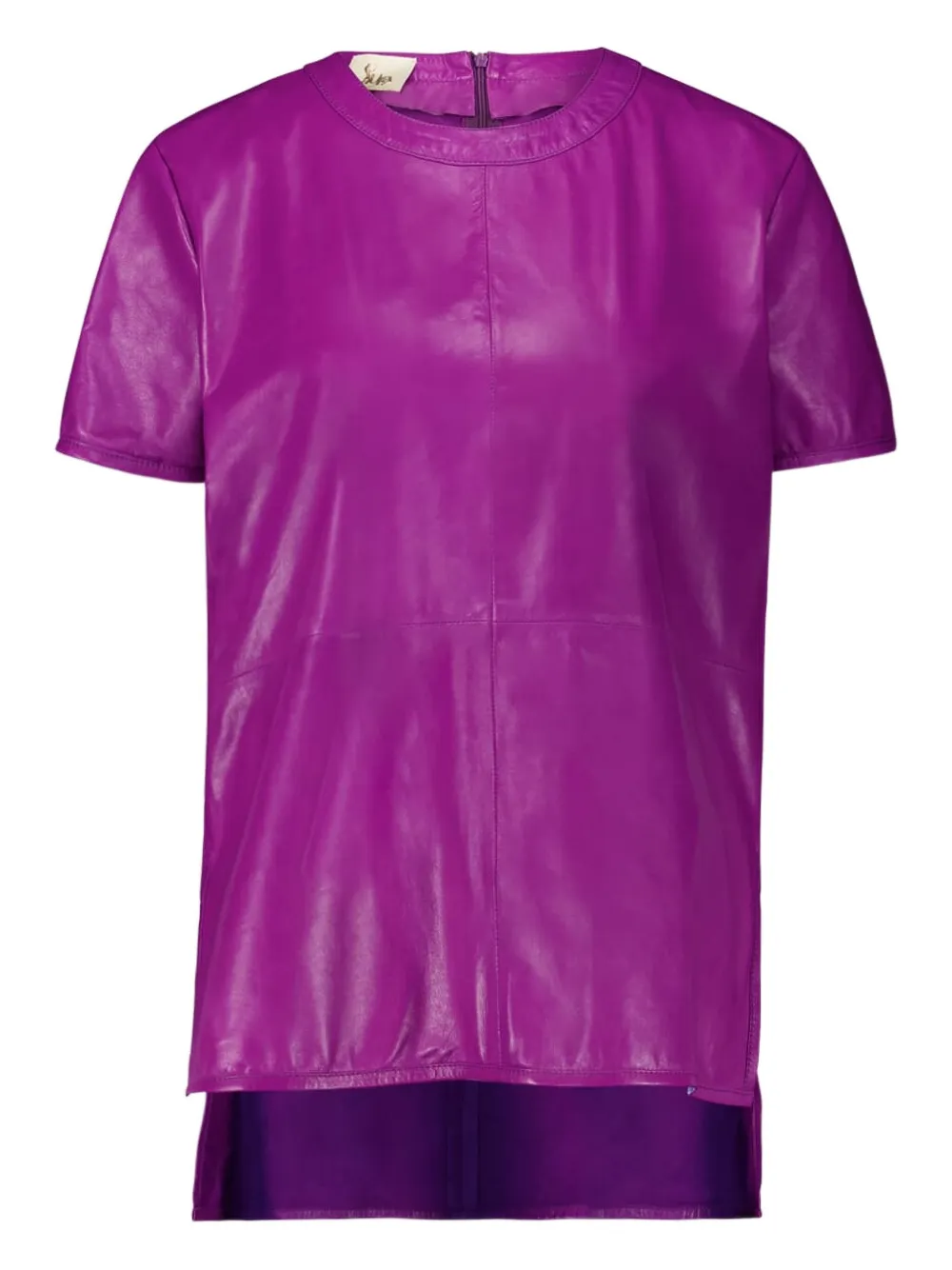 PAULA Paloma leather short-sleeve T-shirt | Purple | Image 1