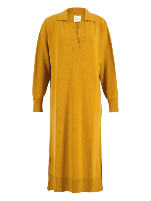 PAULA V-neck long-sleeve midi dress
