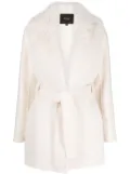 Maje belted faux-fur coat - White