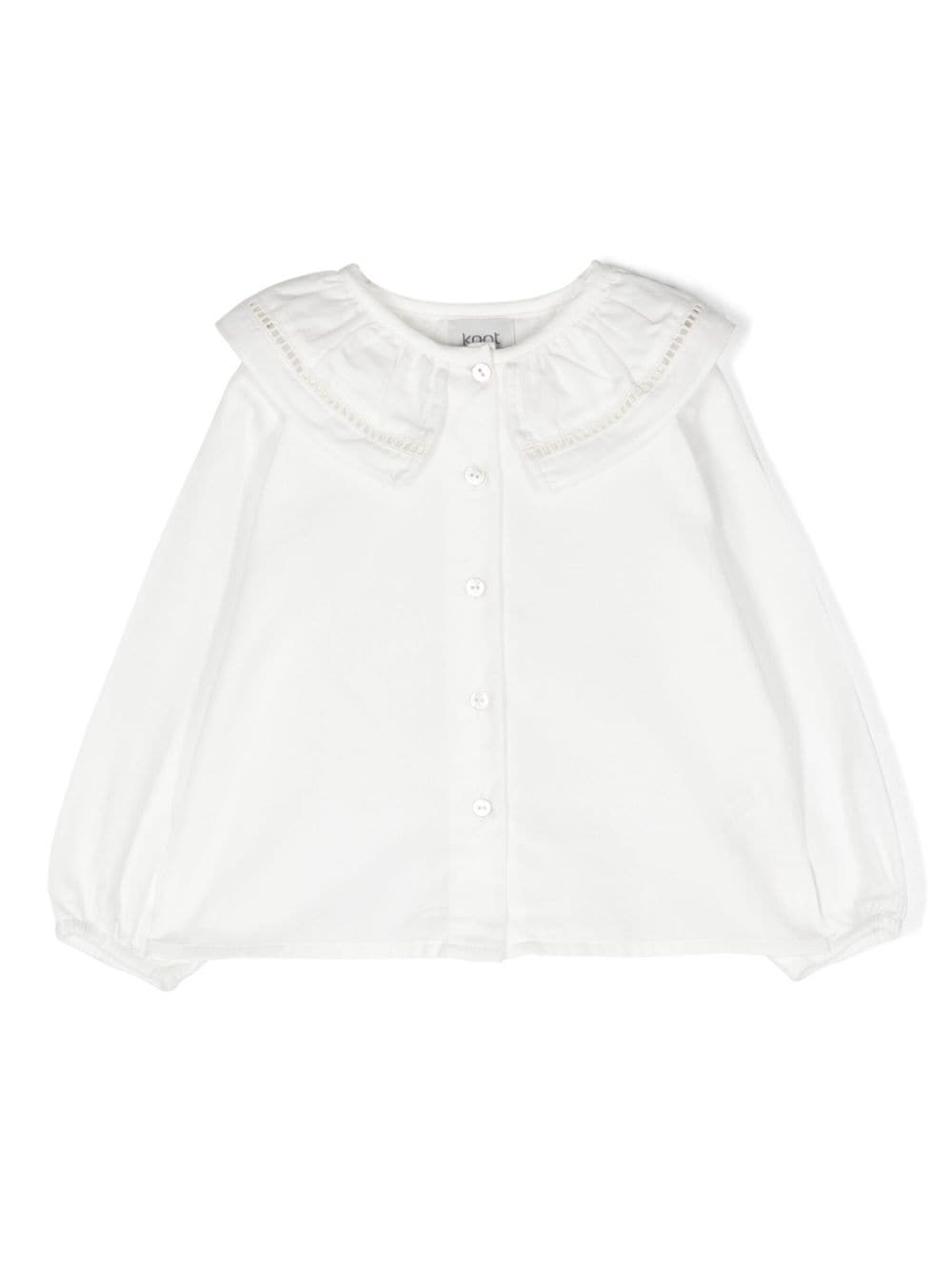 Knot Babies' Ruffle-collar Cotton Shirt In White