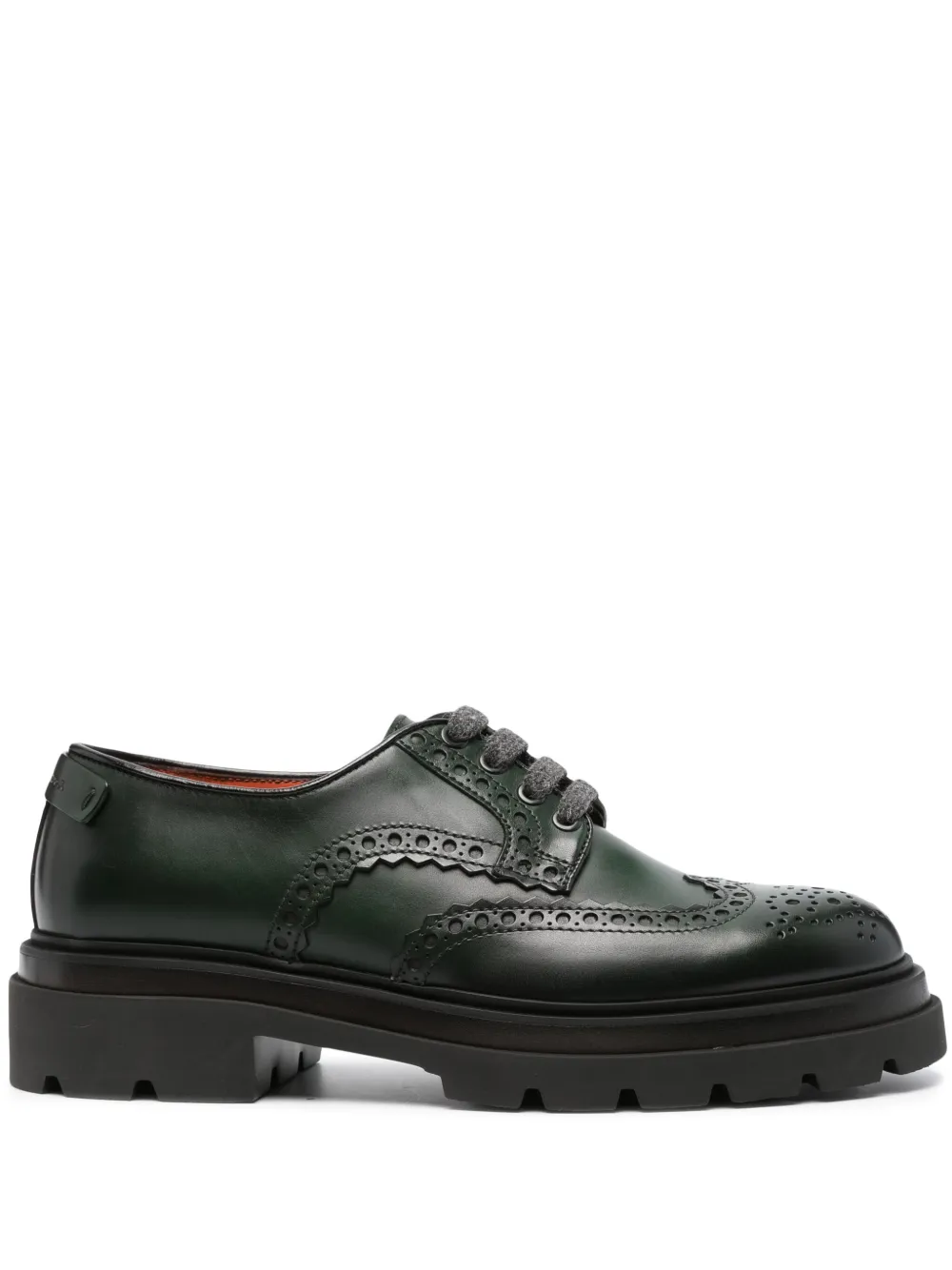 Santoni chunky-sole leather brogues Green