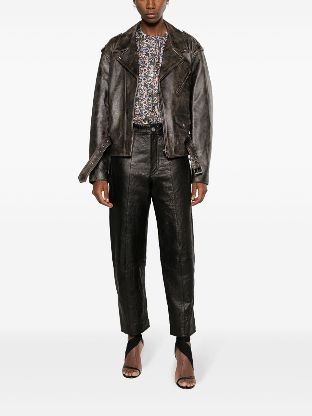 ISABEL MARANT Berty tapered leather trousers - Zwart