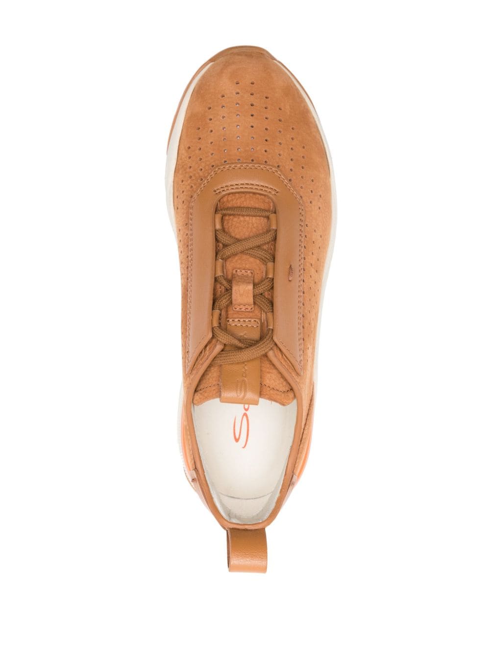 Shop Santoni Panelled Grained-leather Sneakers In Brown