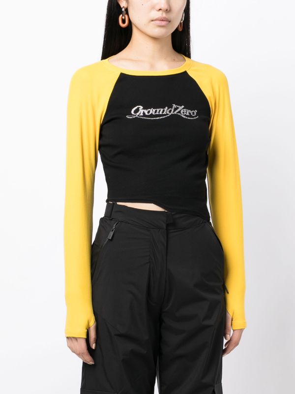 Mustard - Black Raglan Women Full Sleeves T-shirt