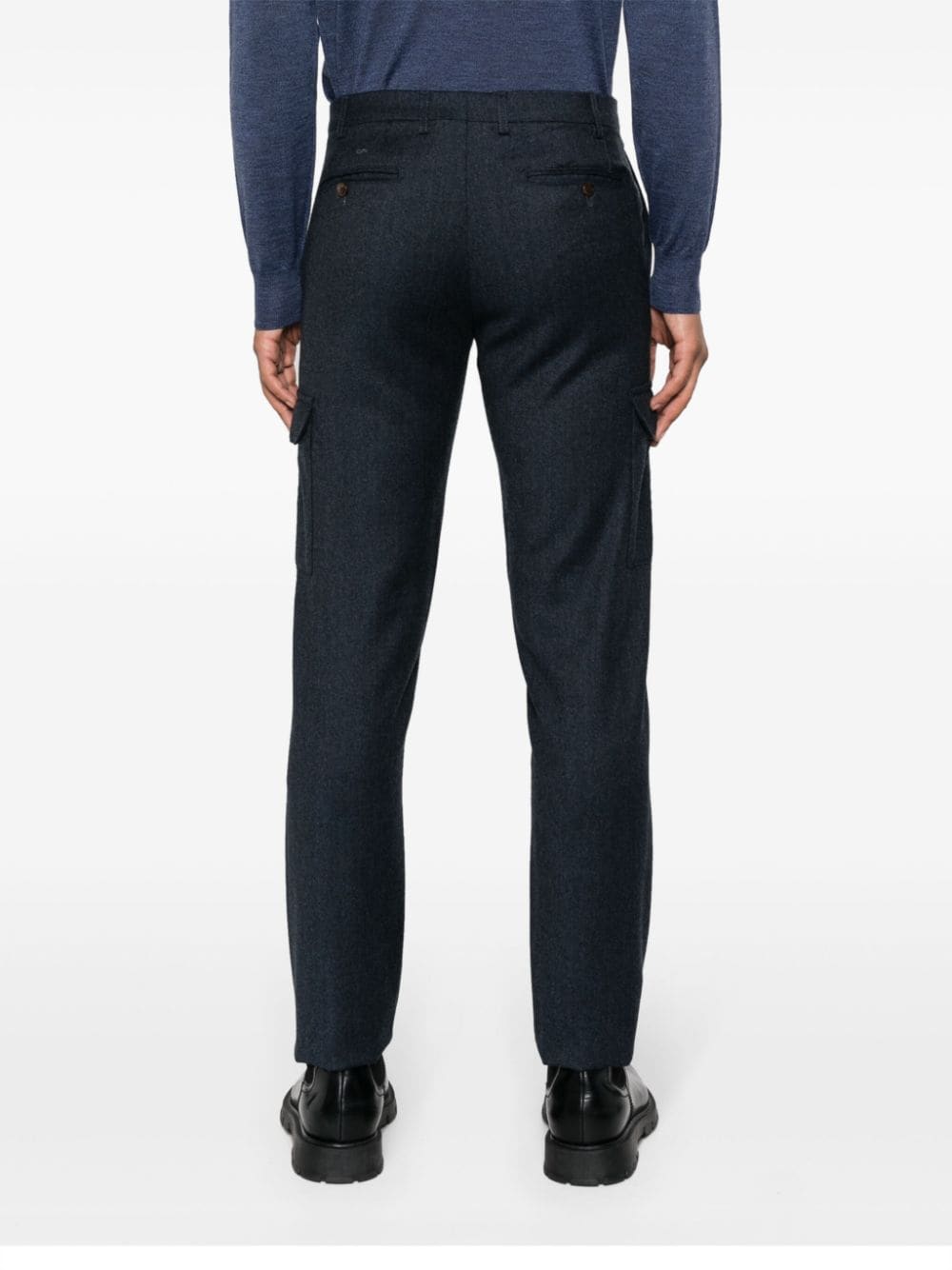 Shop Canali Slim-cut Wool Cargo Trousers In Blue