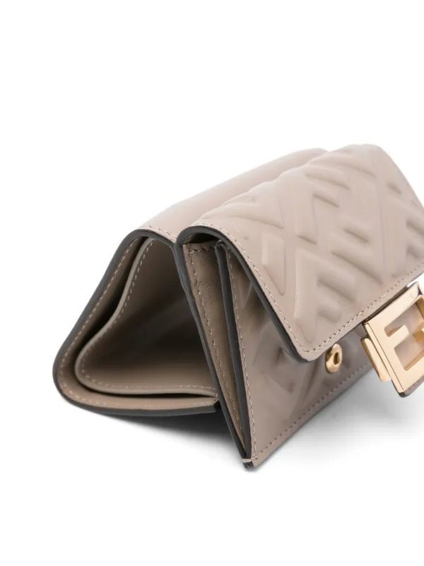 FENDI Micro Baguette FF-embossed tri-fold Wallet | Grey | FARFETCH