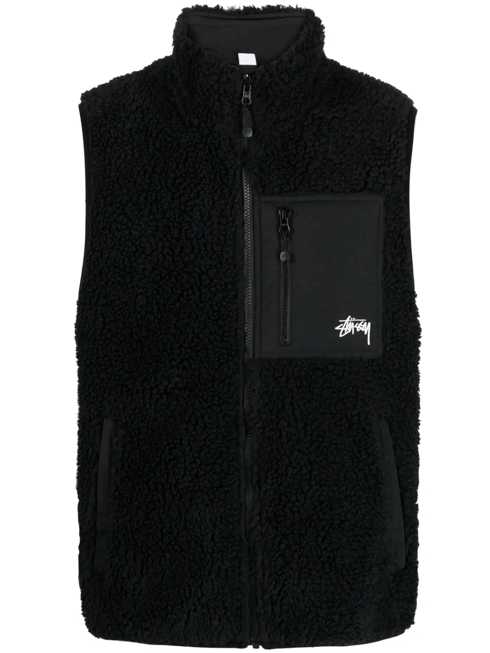 STUSSY REVERSIBLE FLEECE-TEXTURE GILET