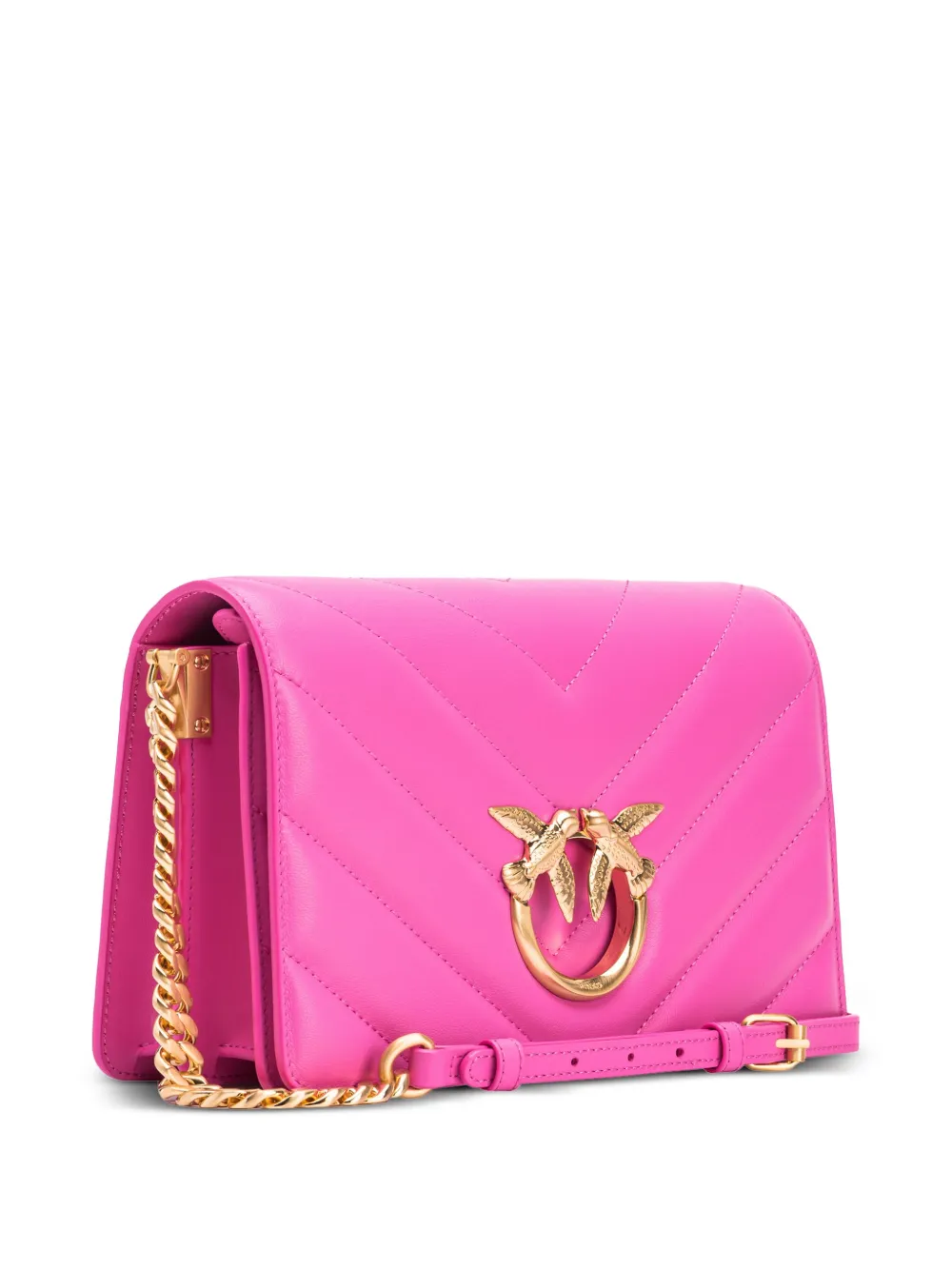 Pinko Love Birds Leather Crossbody Bag In Pink