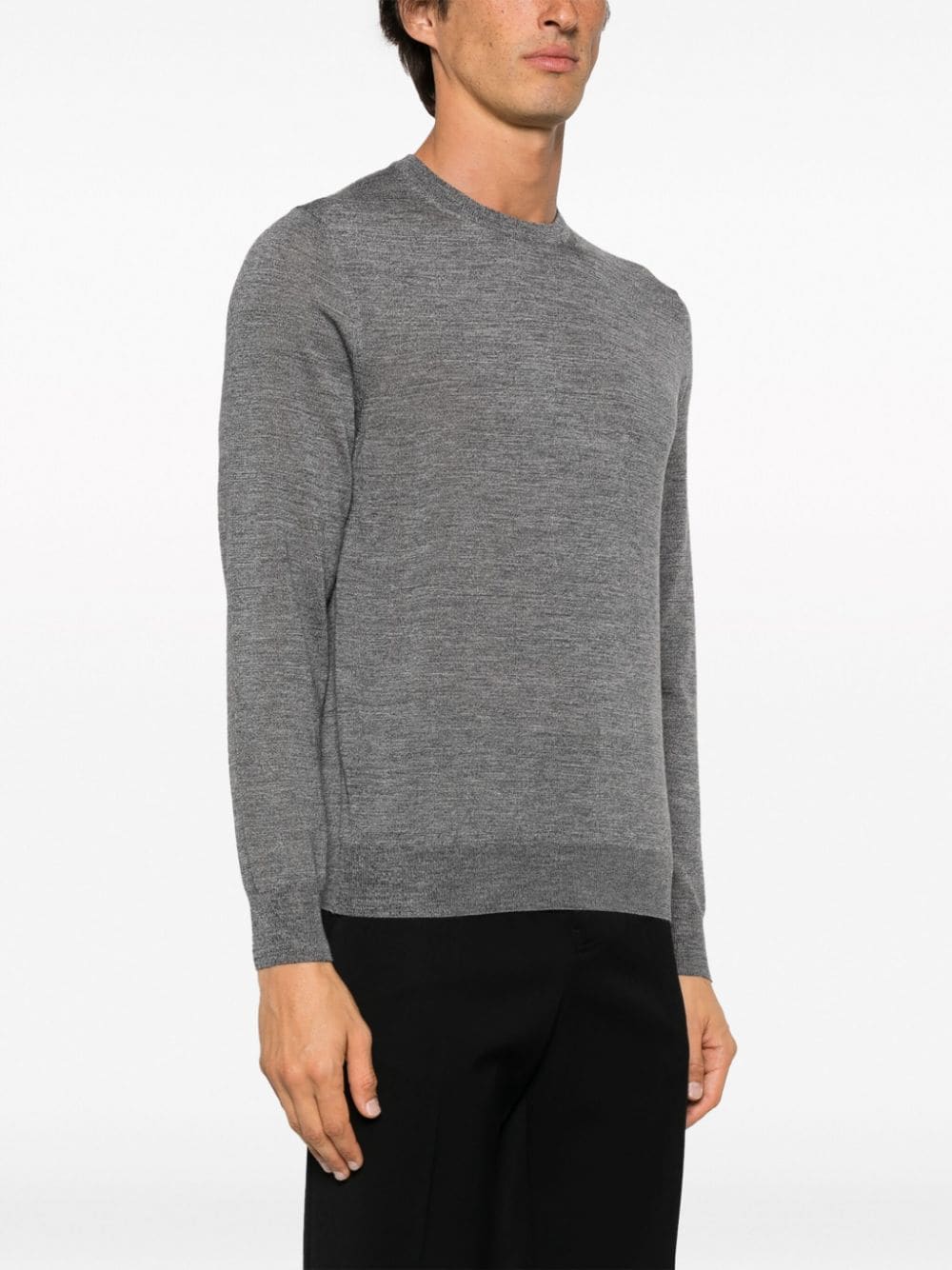 Shop Canali Fine-knit Merino Wool Jumper In Grey