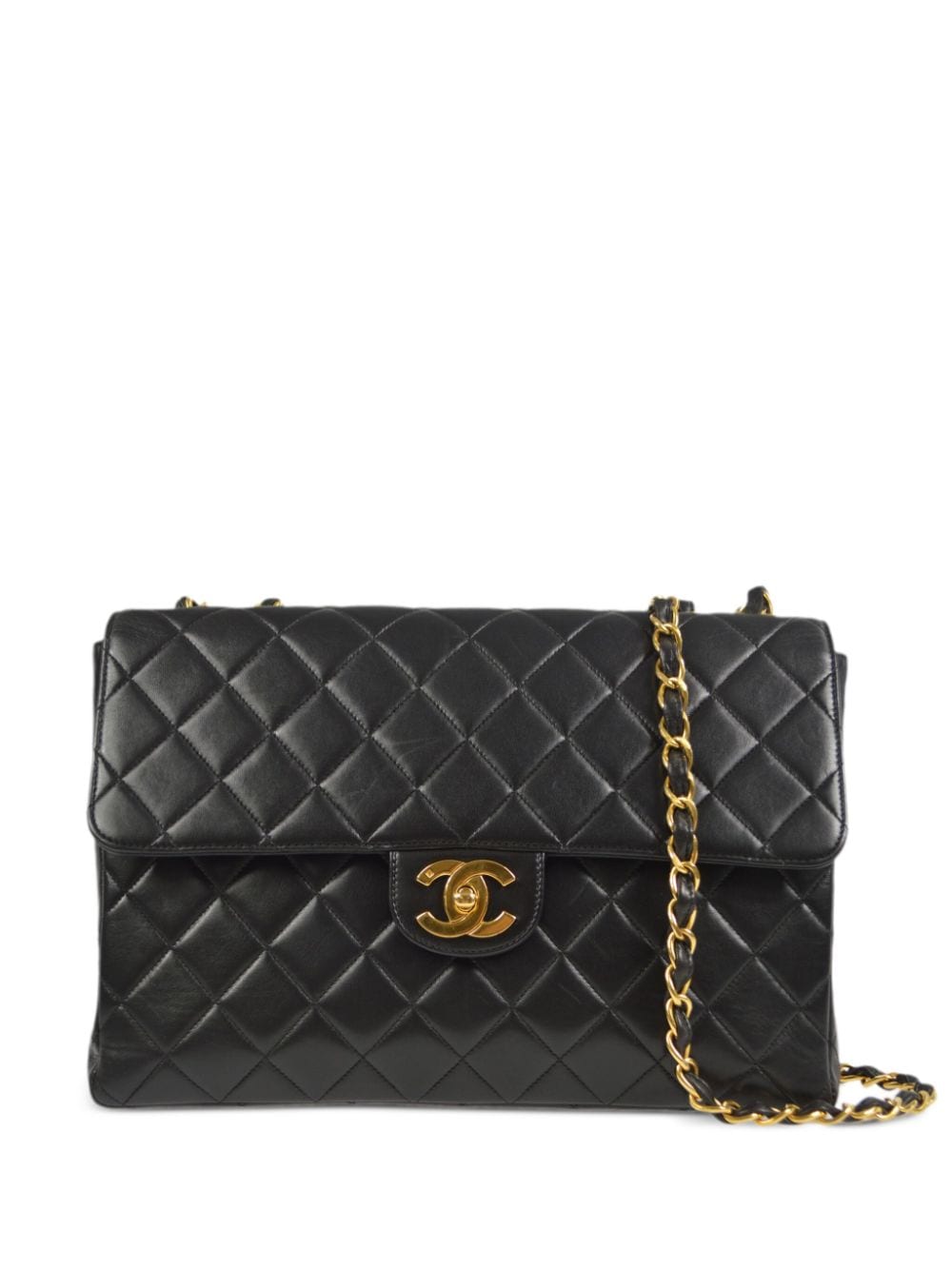 Pre-owned Chanel 1997 Jumbo Classic Flap Shoulder Bag In Black