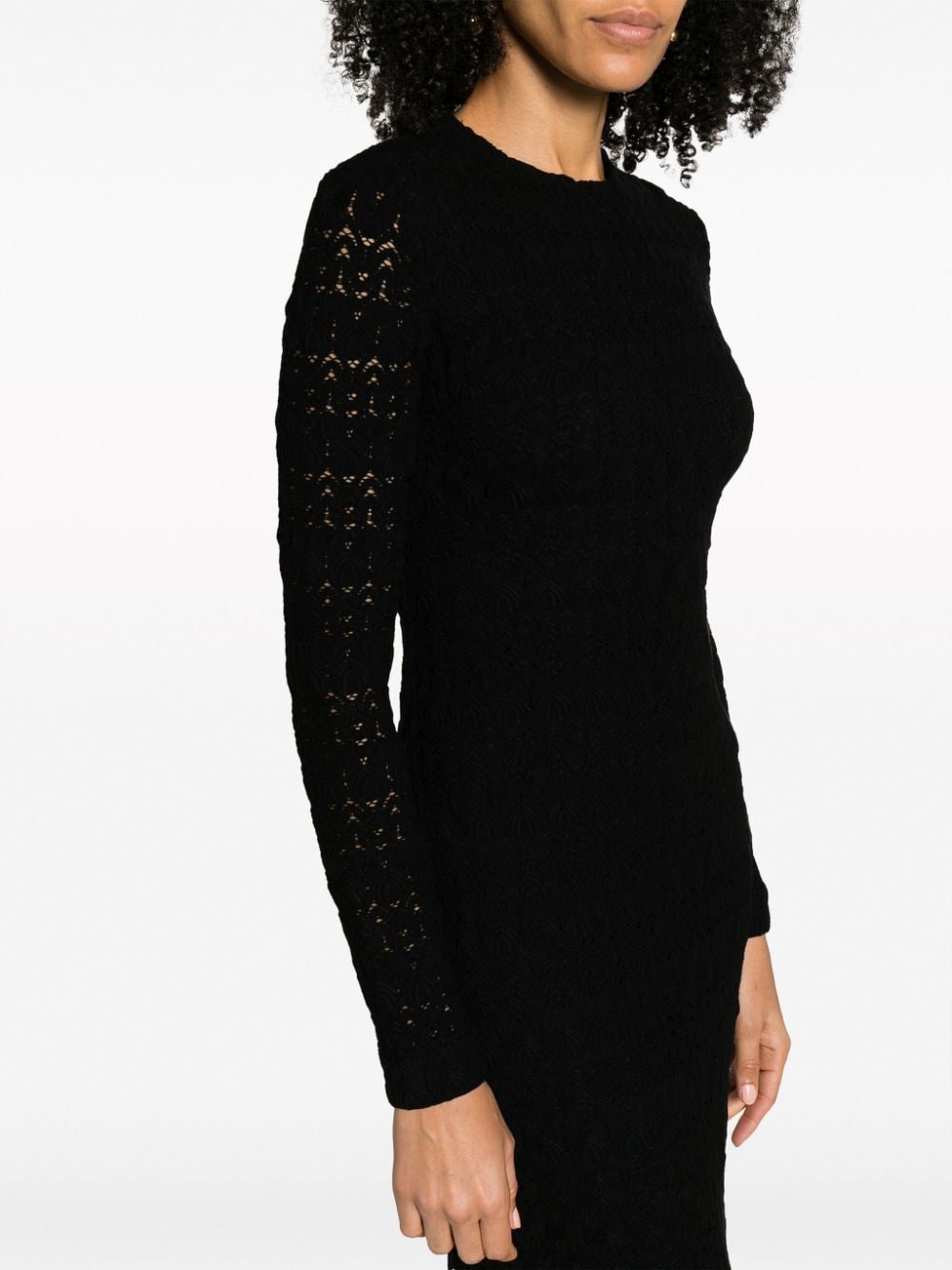 Shop Missoni Open-knit Midi Dress In 黑色