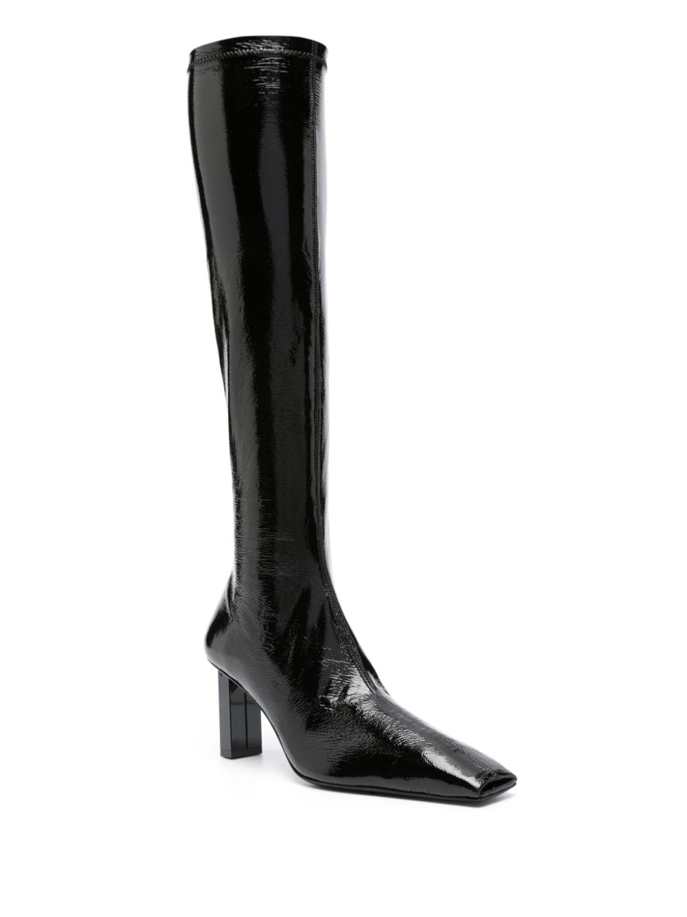 Shop Courrèges 80mm Knee-high Leather Boots In Black