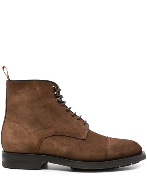 Santoni lace-up suede boots