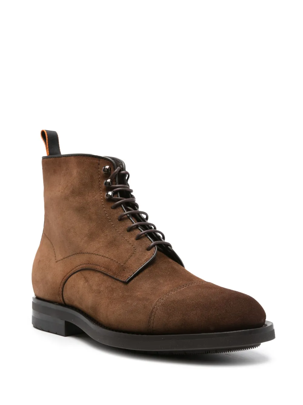 Shop Santoni Lace-up Suede Boots In Brown