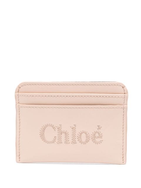 Chloé logo-embroidered leather cardholder