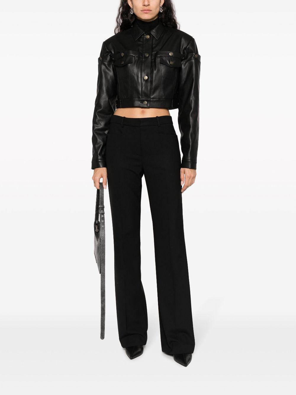 GUDU layered cropped jacket - Zwart