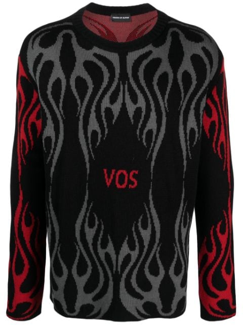 Vision Of Super Tribal Flames patterned-intarsia jumper